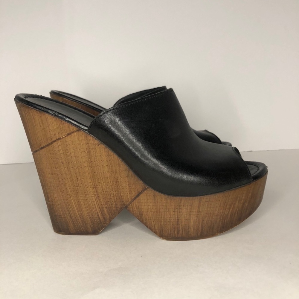 Aldo Faux Leather Chunky Wooden Platform Wedge